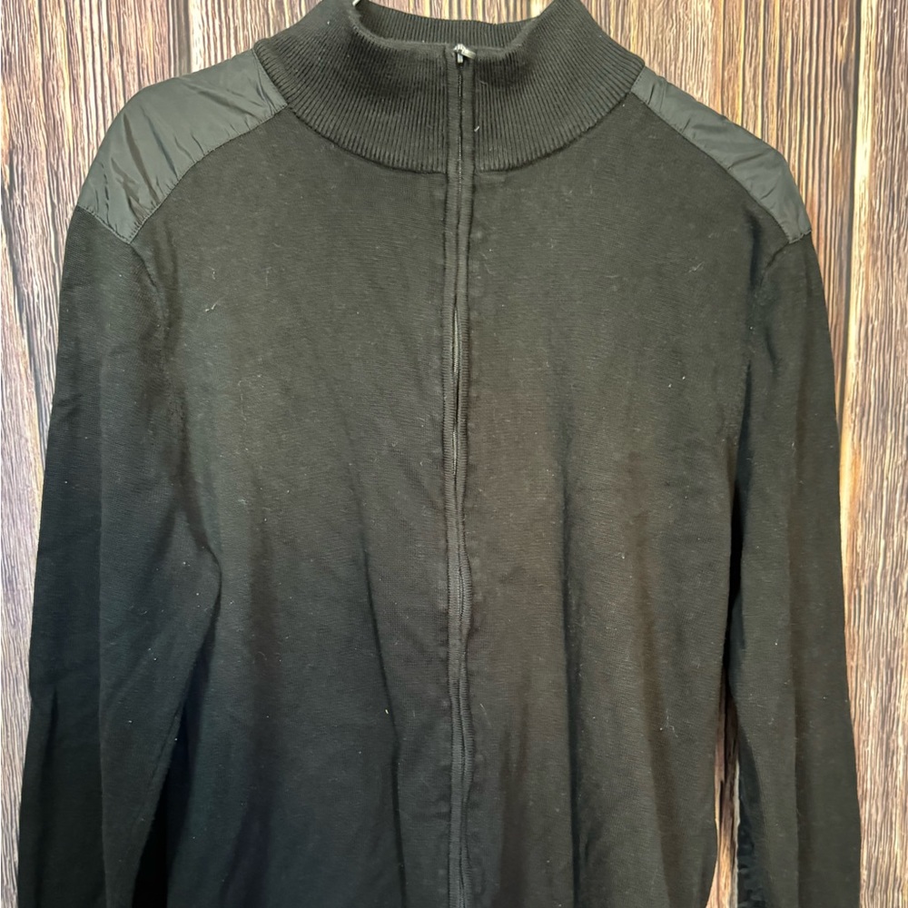 Michael Kors Full Zip Merino Wool Sweater Patch Uniform Italy Men's Size Large